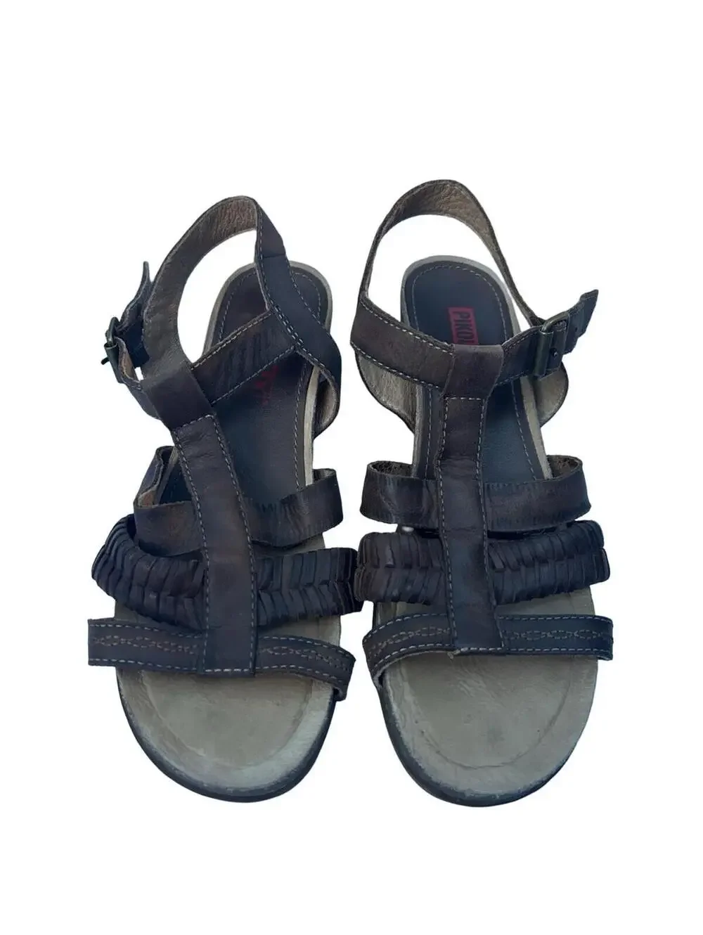 Pikolinos Brown Leather Strappy Sandals Womens EU 38 US 7.5 Comfort Block Heel